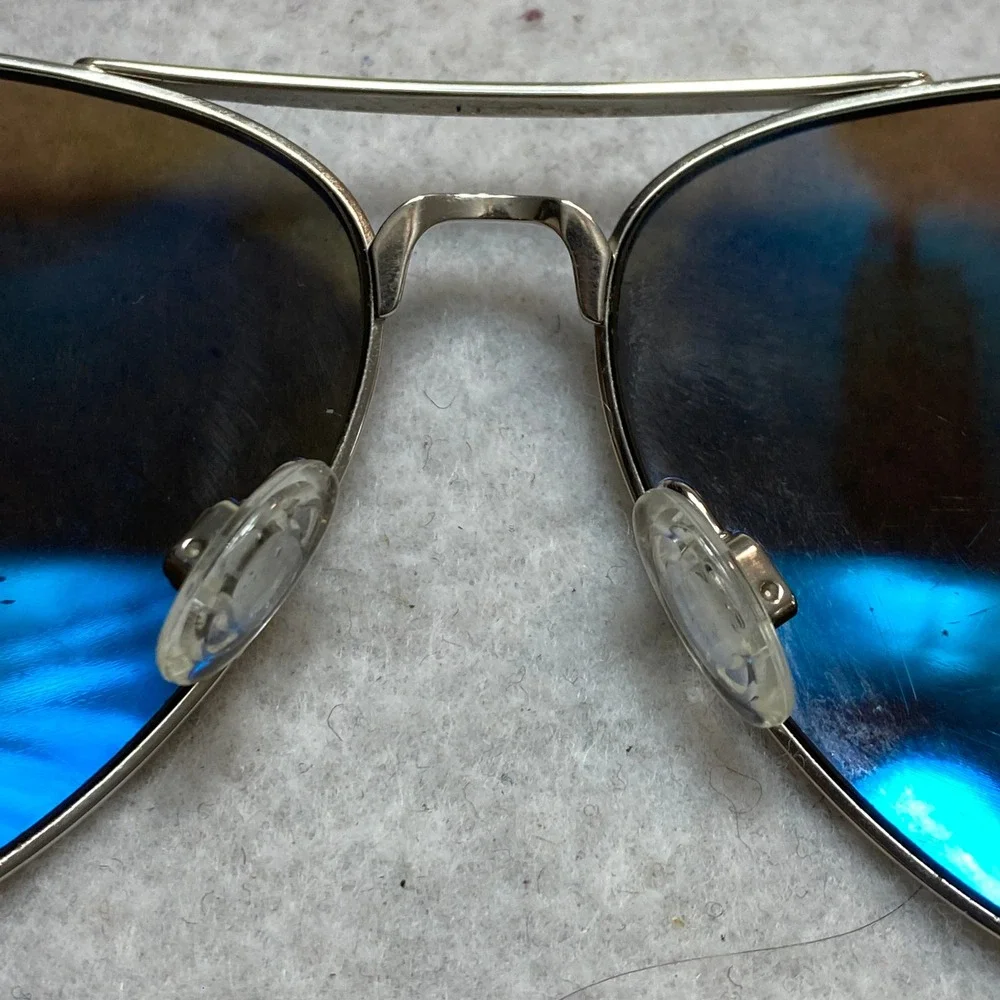 Maui Jim MJ-264 Mavericks Sunglasses Unisex Silver Blue Titanium 61-14-137